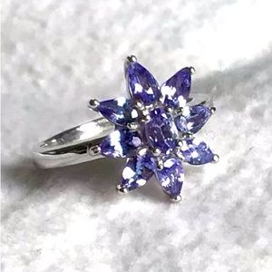 Tanzanite Multi-Stone Ring in Platinum over Sterling Silver